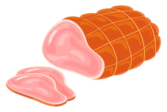 Download Smoked Ham Cartoon Icon. Sliced Cooked M - Premium Resources
