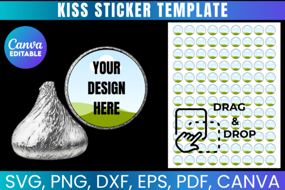 Download Kiss Sticker Editable Canva Template - Sticker Collection