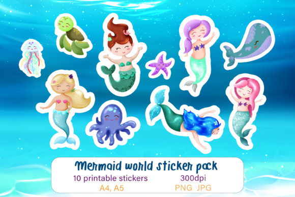 Download Cute Mermaid Stickers Printable Stickers - Sticker Collection