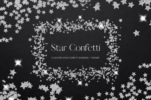 Download Silver Star Confetti Frames Borders - Confetti Collection