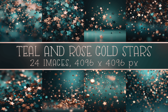 Download Teal and Rose Gold Star Confetti Images - Confetti Collection