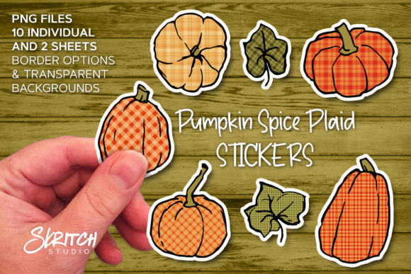 Download Pumpkin Spice Plaid Stickers Clipart Set - Sticker Collection
